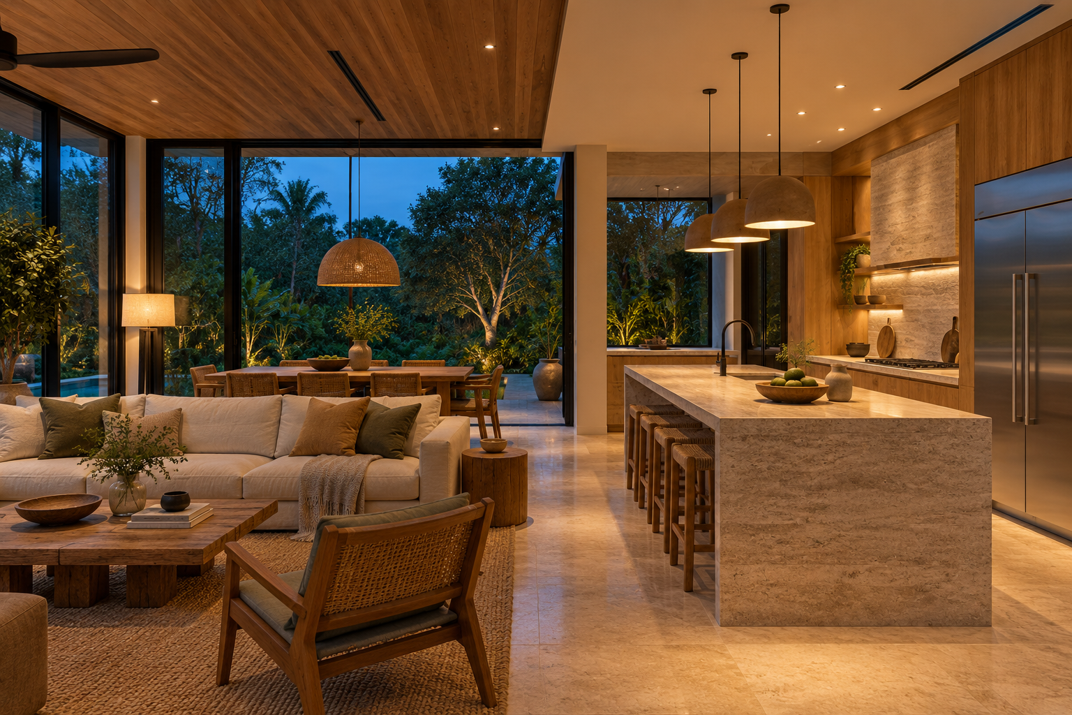 Sala residencial cálida, ilustración de muestra